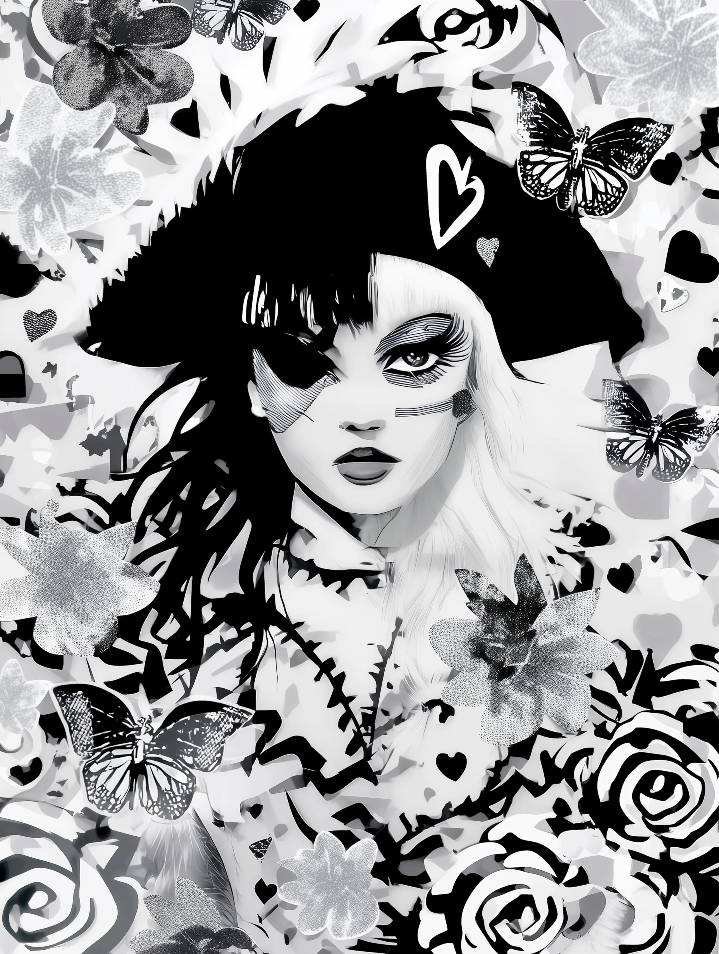 Free printable pirate coloring pages for adults featuring butterflies and a lady pirate